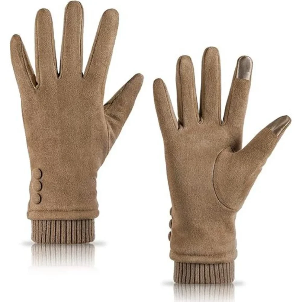 Womens Winter Touchscreen Gloves Fleece Lined Windproof Warm Phone Suede Thick